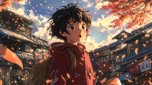 Autumn wonder in a quiet street of swirling leaves.