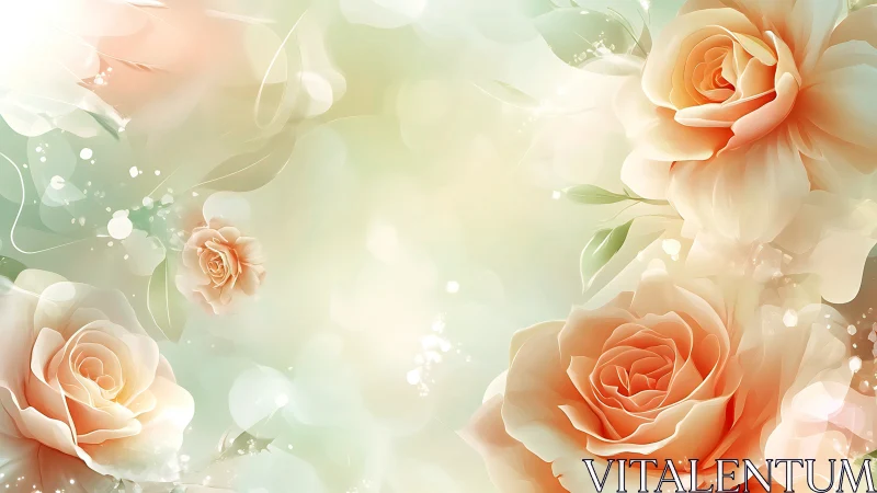 Soft Peachy Roses with Luminous Bokeh Background.