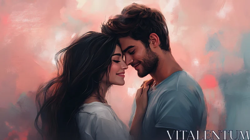 Soft Collision: Two Hearts Converge in Pastel Reverie.