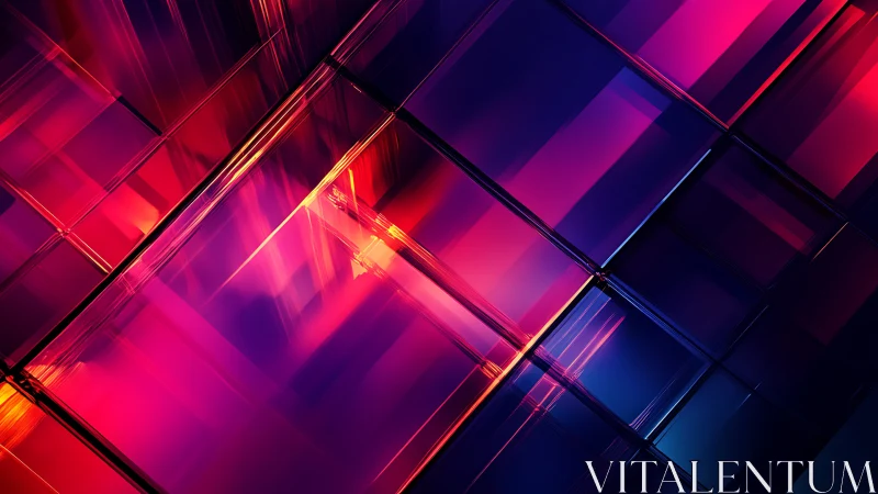 Neon prism corridors ignite a shifting abstract glass grid.