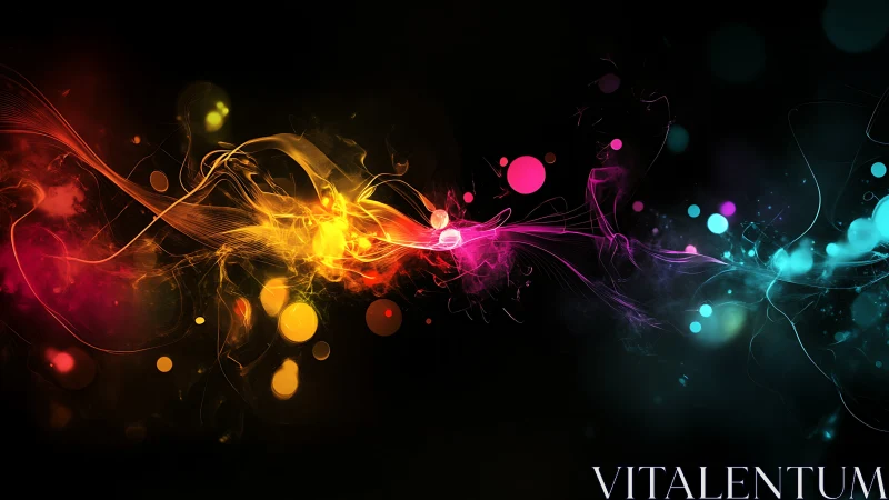 Multicolored light streams with abstract particle clusters.