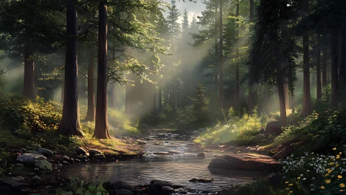 Luminous Forest Cathedral: Where Sunlight Conducts the Ancient Trees.