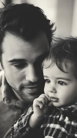 Father and Child Portrait in Monochromatic Intimacy.