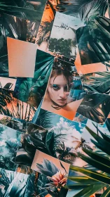 Collaged jungle memories orbit a quiet, haunting portrait dream