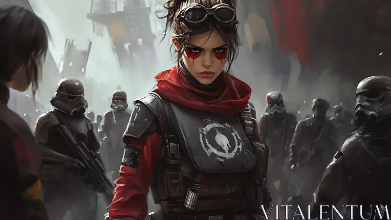 Rebel commander leads armored squad through war-torn streets.