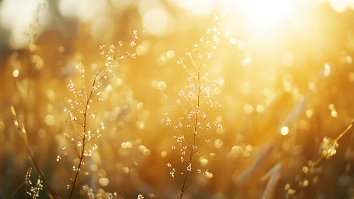 Sun-drunk meadow whispers catching fire in golden haze.
