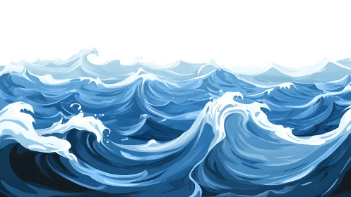 Wild sapphire swells dancing under a blank white horizon.