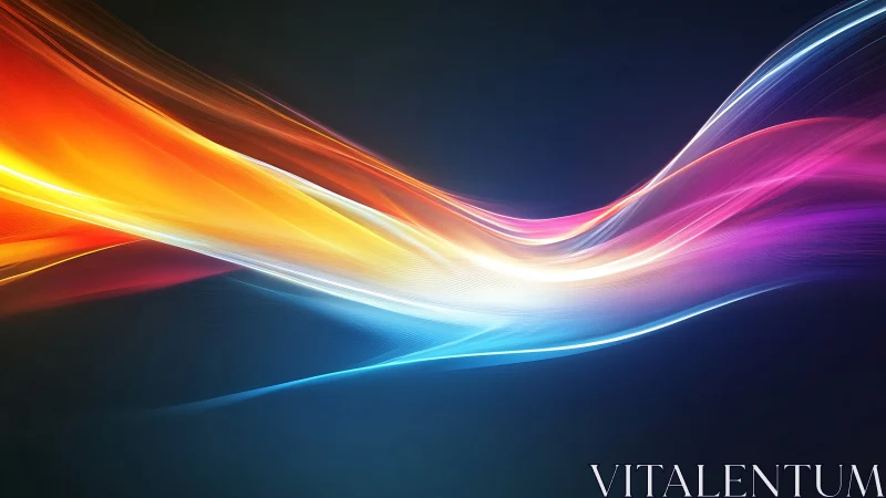 Multicolored light wave streaks on dark gradient background.