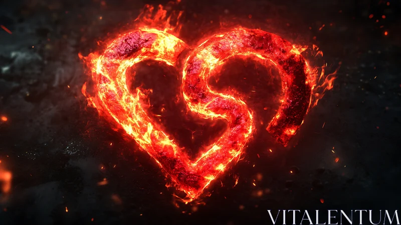 Fiery Heart Shape Rendered in Luminous Flames.