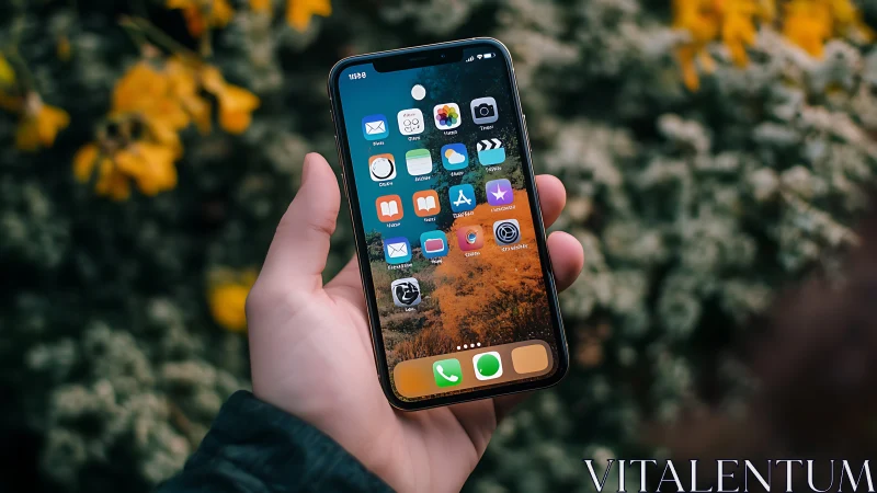 Someone's iPhone Bursts with Colorful Apps in Nature