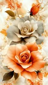 Floral Arrangement with White and Orange Roses in Layered Composition