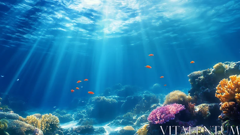Sunrays Serenade A Neon Coral Kingdom Beneath Waves.