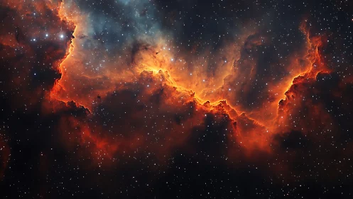 Incandescent nebula ridge glowing across star-filled void.