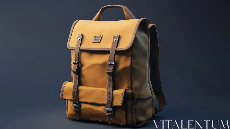 Leather Backpack with Strapped Compartments and Hardware.