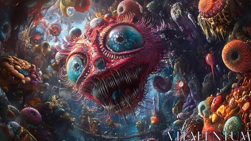 Bubble eyed abyssal sprite drifts through neon coral dreams