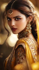Golden gaze carves quiet fire through jeweled evening light