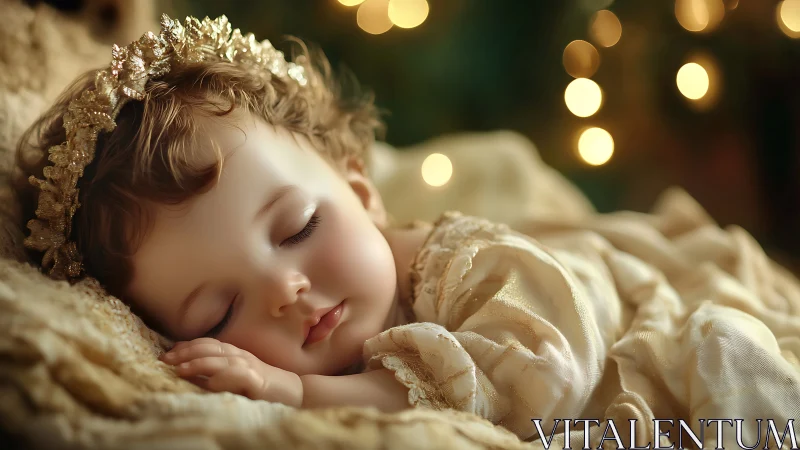 Sweet Dreams: A Child Sleeps in Golden Luxury