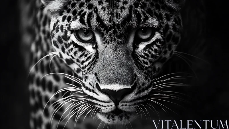 Luminous Leopard Gaze: Intensity Captured in Monochrome.