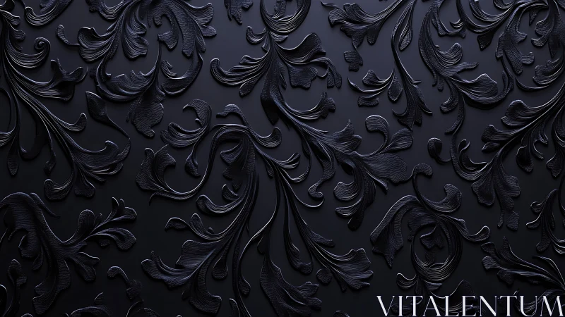 Dark embossed floral swirls on seamless ornamental surface.