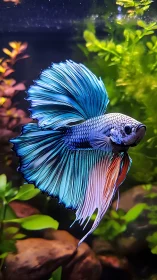 Photorealistic betta fish study with flowing fin architecture.