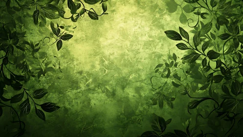 Green textured background with decorative leafy vines border.