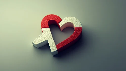 Interlocked Heart Sculpture: Red and White 3D Form