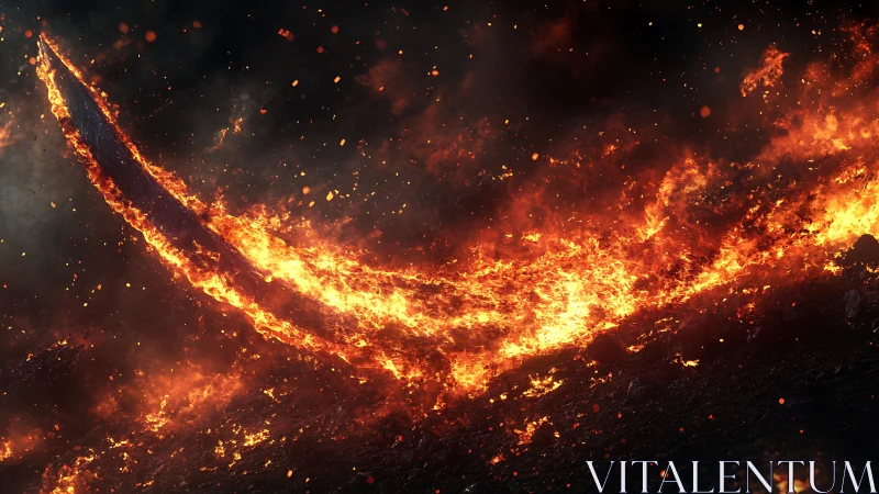 Inferno Erupts: Blazing Fire Explosion in Darkness.