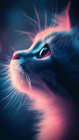 Neon Cat Portrait with Ethereal Glow.
