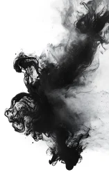 Ink nebula drifts upward, sketching galaxies in monochrome