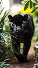 Black Panther's Gentle Gaze in the Garden.
