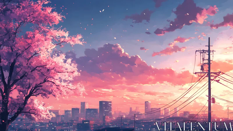 Blossom skyline under a gentle cotton candy sunset glow.