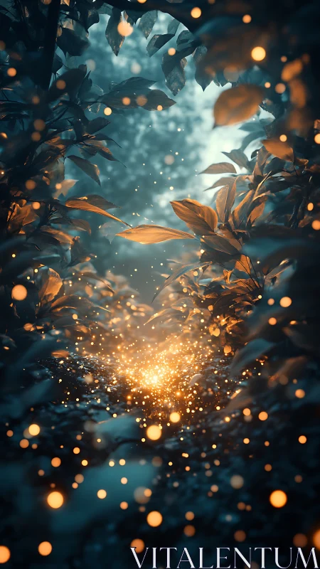 Enchanted Forest Glade with Bioluminescent Firefly Swarm.