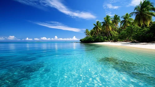 Tropical Beach Lagoon with Pristine Turquoise Waters.