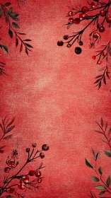 Red botanical border frame with textured festive gradient