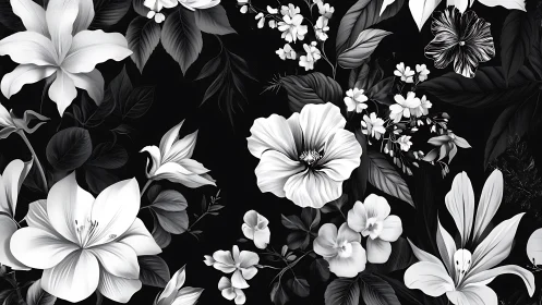 Monochromatic Botanical Composition With High-Contrast Graphite Rendering Technique