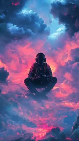 Aerospatial drifter in chromatic storm-cloud volumetrics.