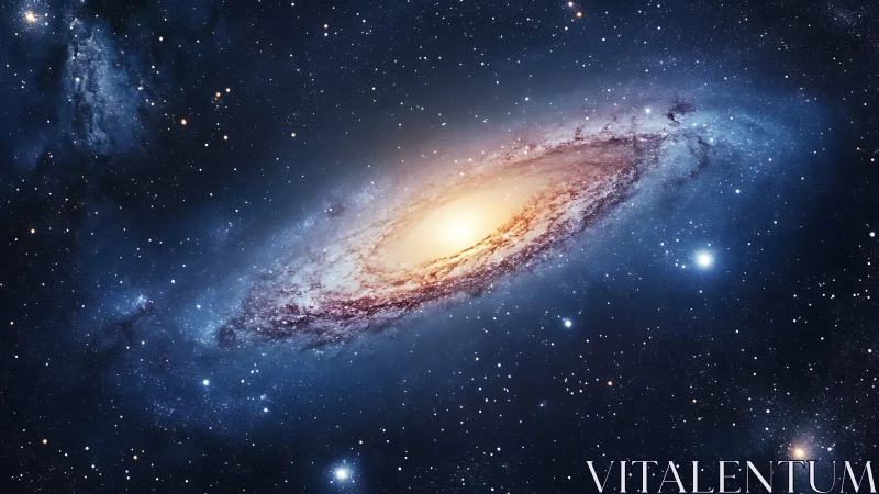 Spiral galaxy core glows amid dense starfield in deep space