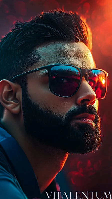 Photorealistic neon portrait with cinematic bokeh lighting design.