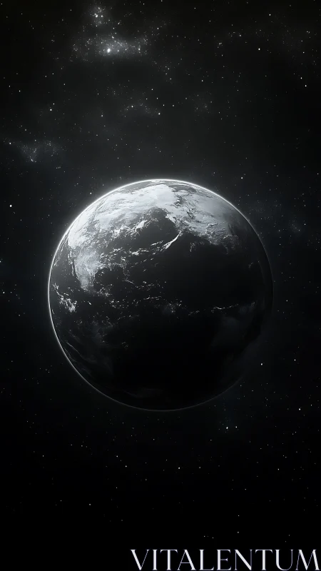 Terminator-lit terrestrial sphere in deep-space contrast field.