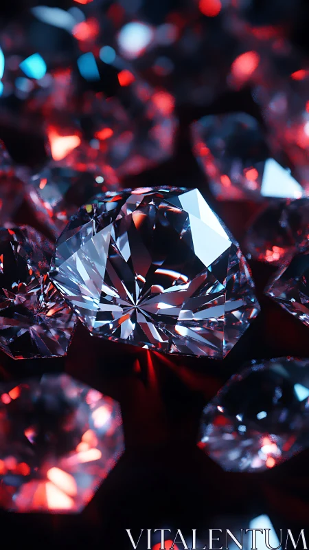 Gleaming diamonds glowing in deep red twilight light.
