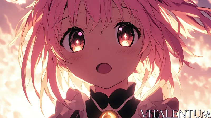 Backlit anime girl rendered with warm cinematic lighting effects