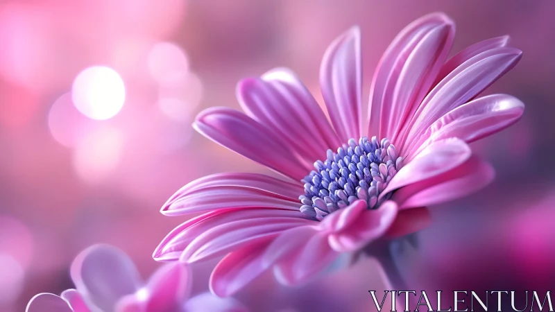 Pink Daisy Flower with Blurred Purple and Pink Background