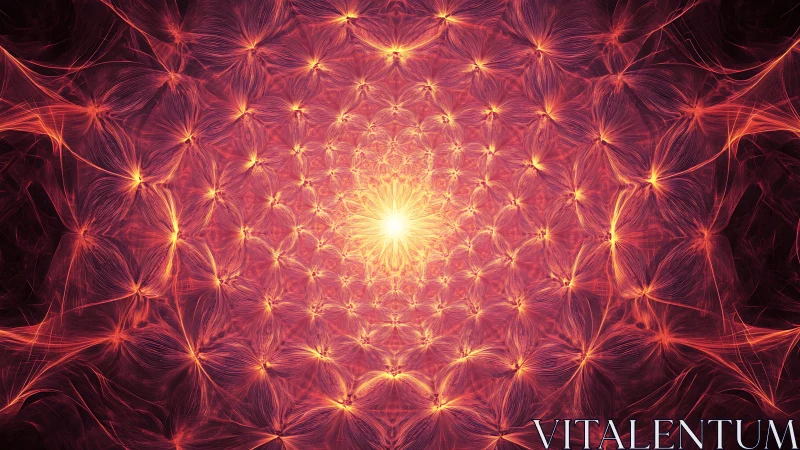 Fractal radial energy bloom with luminous concentric filaments.