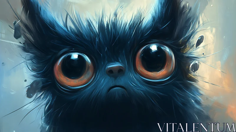Digital close-up depicts stylized wide-eyed black creature
