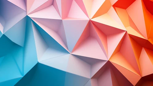 Geometric pastel facets form vivid origami-style relief