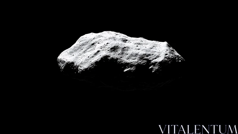 Isolated asteroid rock floating against deep black space.