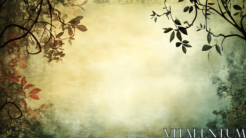 Whispering branches framing a sun-faded woodland hush.