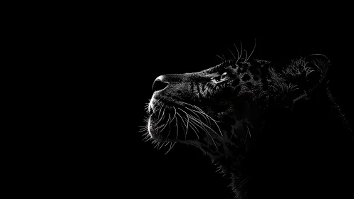 High-contrast feline silhouette against darkness.