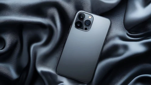 Midnight device commands attention against luxurious textile backdrop