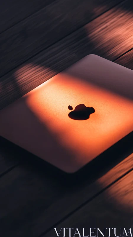 Glowing Apple Device in Warm Sunlight.